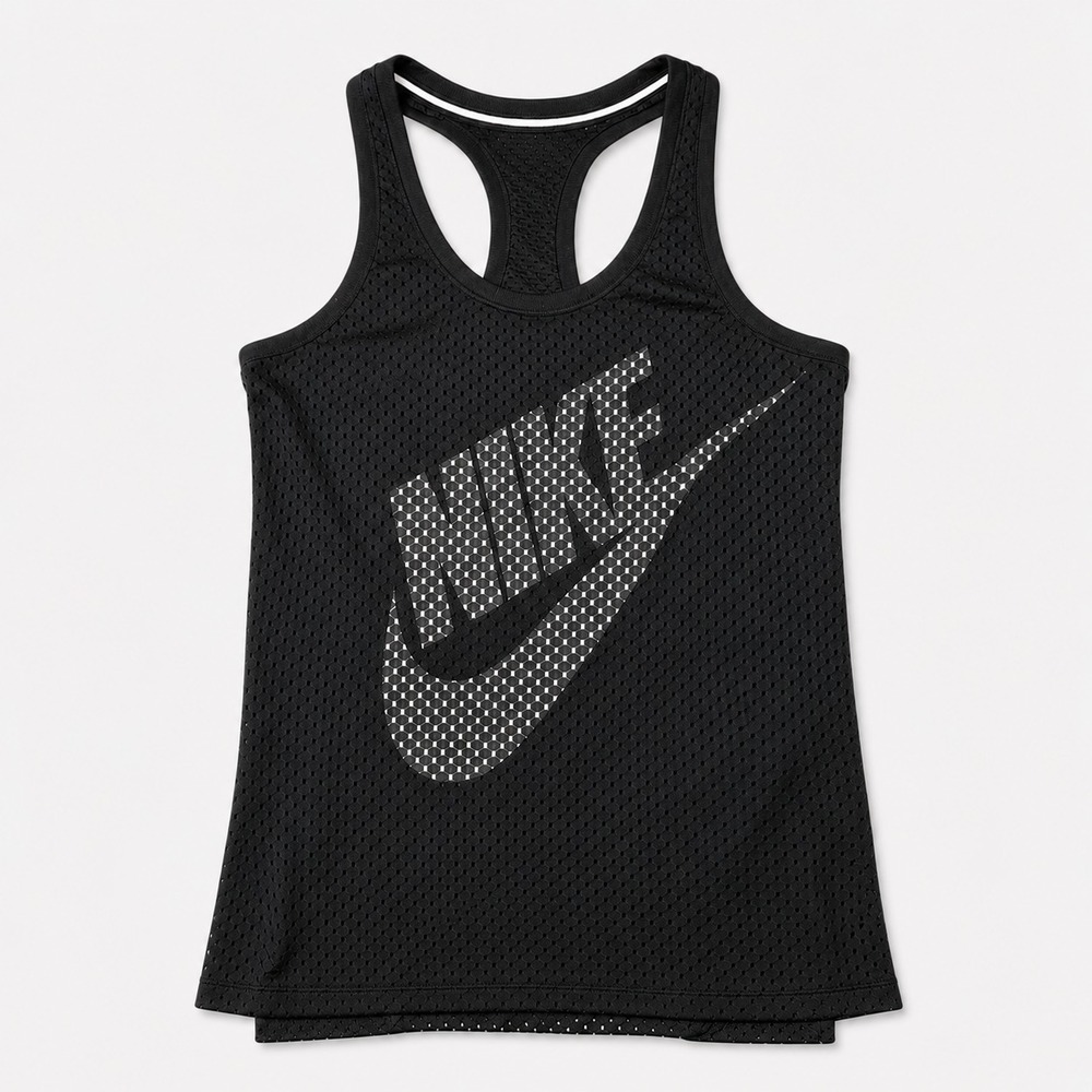 Nike Mesh Tank Top Womens Small Black Racerback Graphic Athletic Workout
